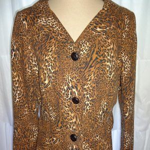 Womens Anthracite Maggy London Animal Print Jacket 12 M L Brown Black Tan Lined
